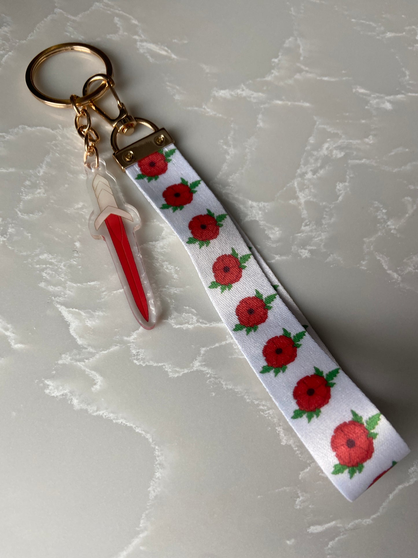 Poppies & Dagger Keychain