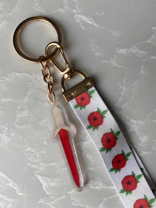 Poppies & Dagger Keychain