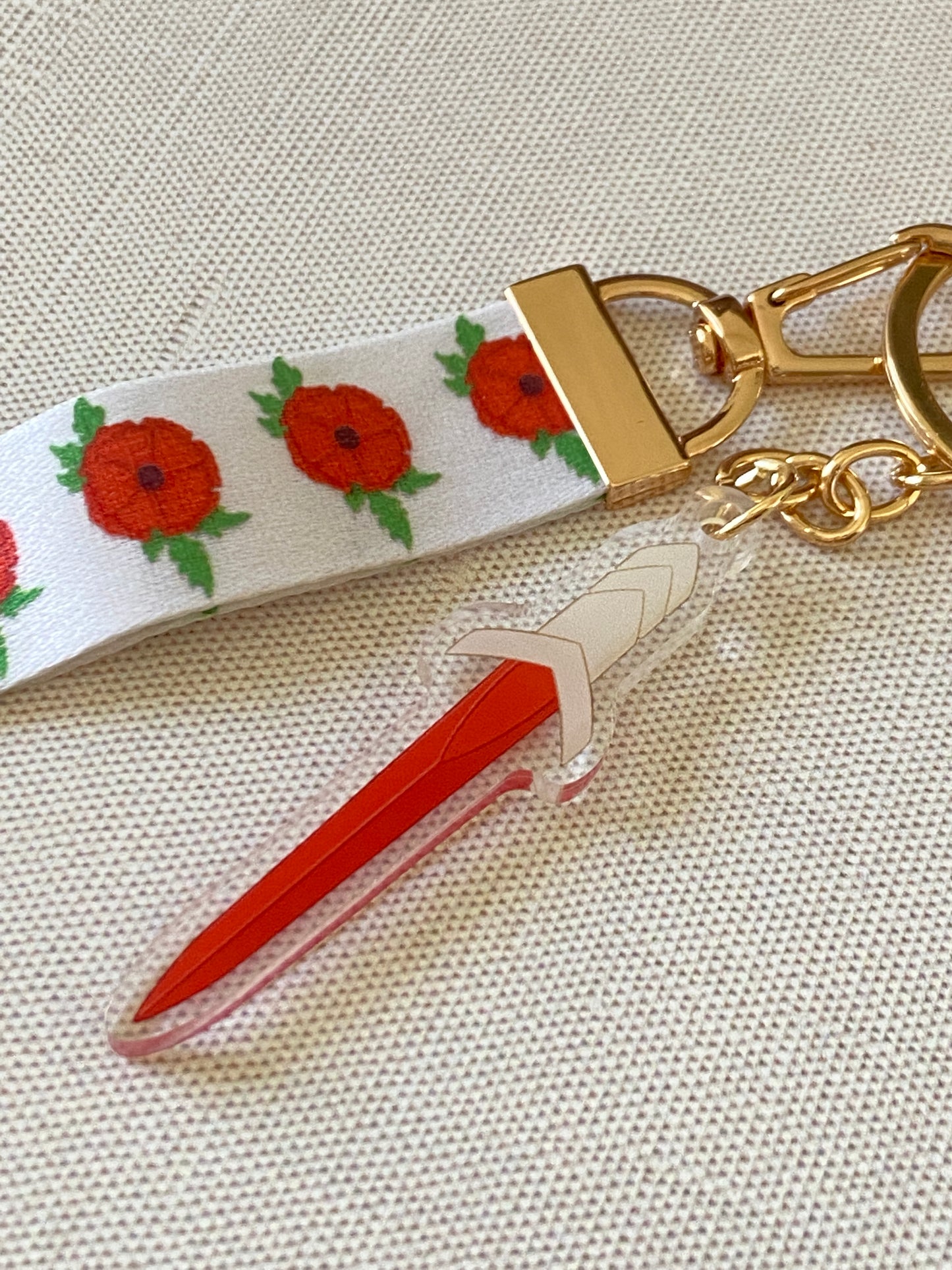 Poppies & Dagger Keychain