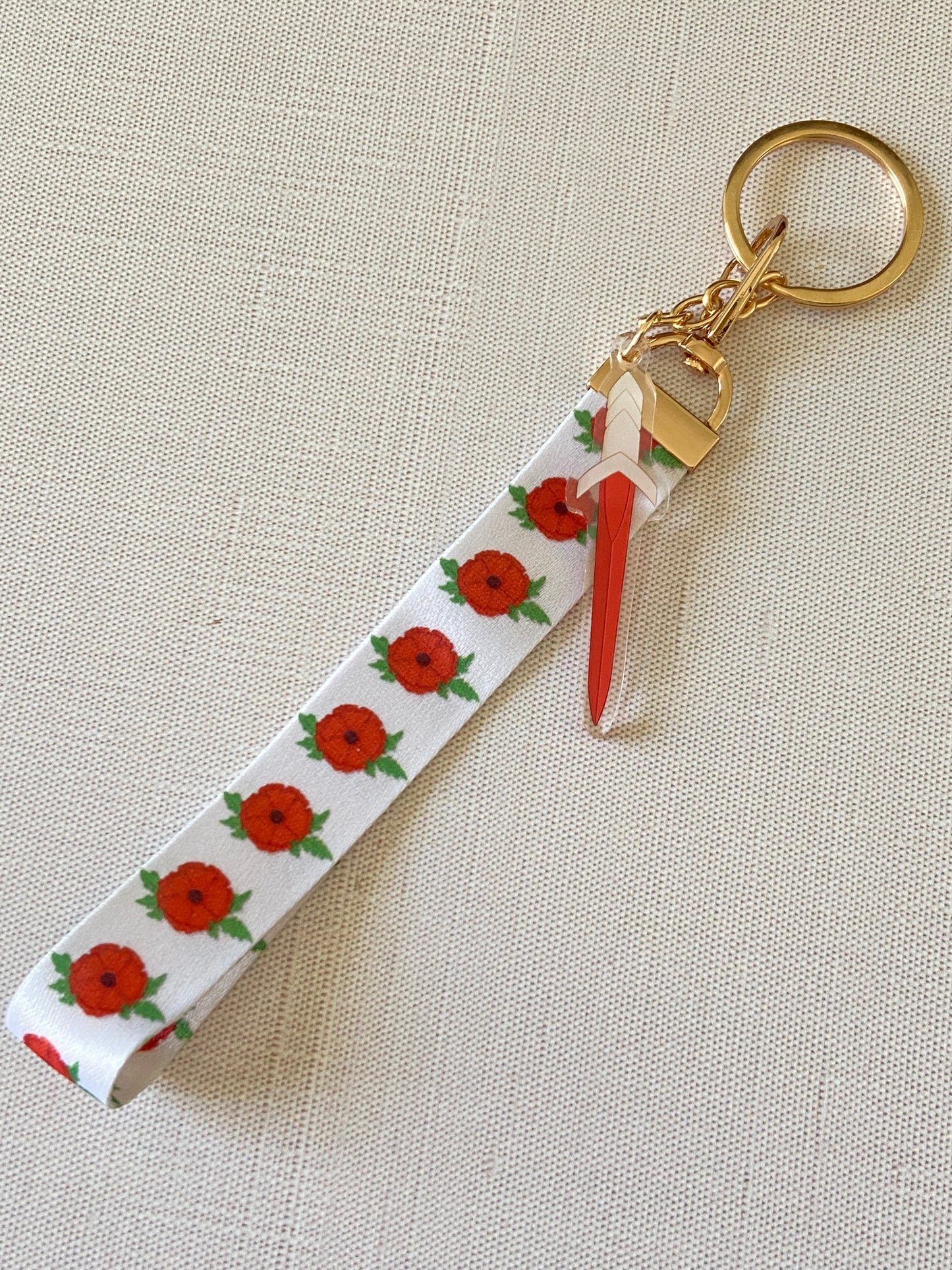 Poppies & Dagger Keychain